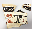 Fragments, Earthenware; fine white slip, decoration in red and black and sgraffito under glaze